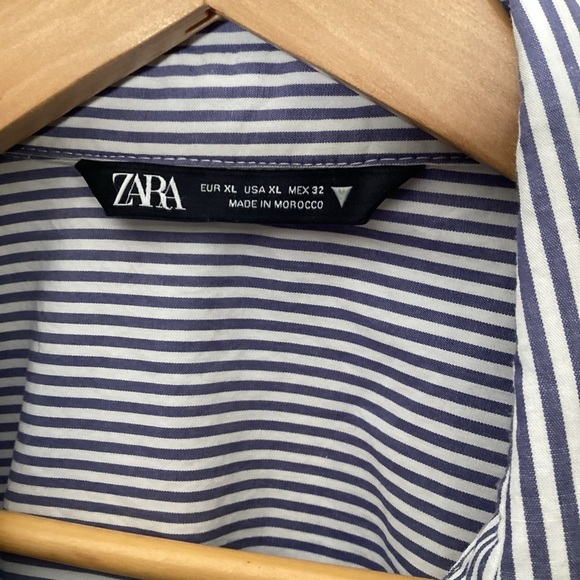 Zara cotton Blue And White striped Button Down shirt. XXL - Picture 8 of 10